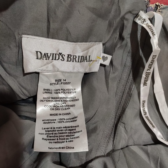 David’s bridal mercury grey satin pleated bust dress - Picture 6 of 7
